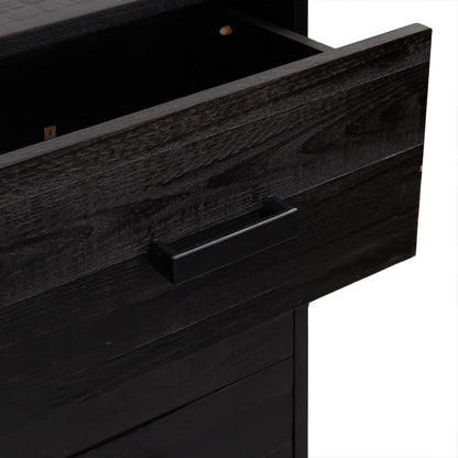 Cassettiera Nera 42x35x110 cm in Legno Massello di Pino - homemem39
