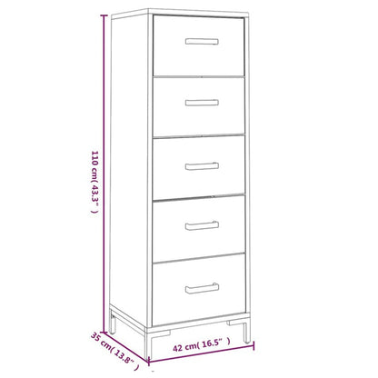 Cassettiera Nera 42x35x110 cm in Legno Massello di Pino - homemem39