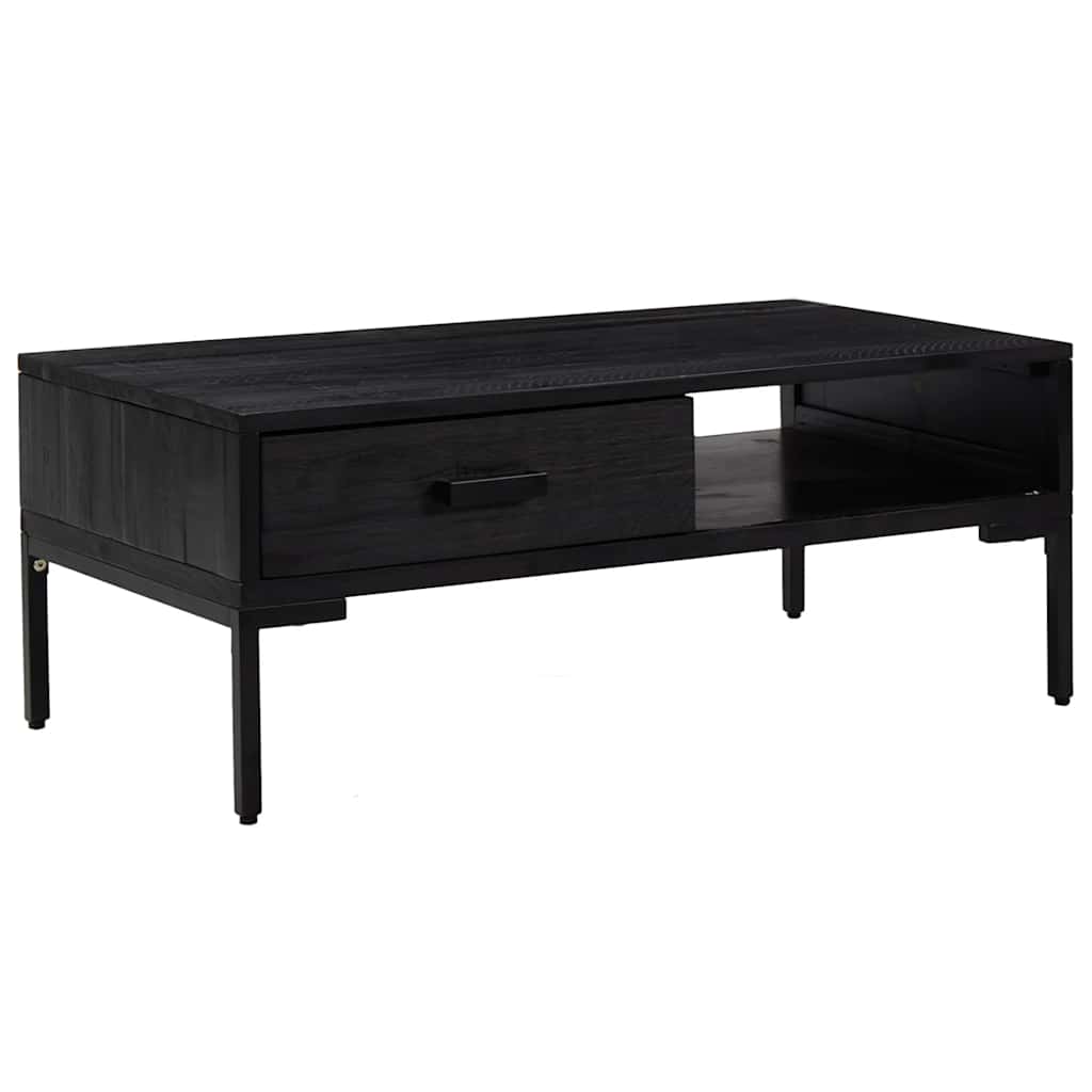 Tavolino da Salotto Nero 90x50x35 cm in Legno Massello di Pino | homemem39