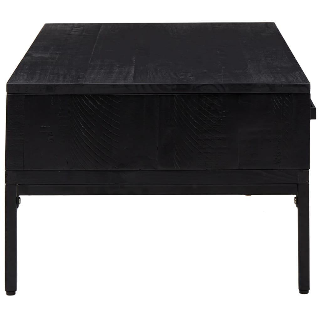 Tavolino da Salotto Nero 90x50x35 cm in Legno Massello di Pino | homemem39