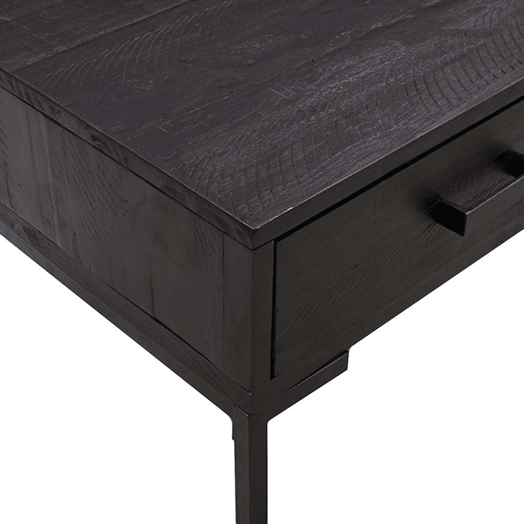 Tavolino da Salotto Nero 90x50x35 cm in Legno Massello di Pino | homemem39
