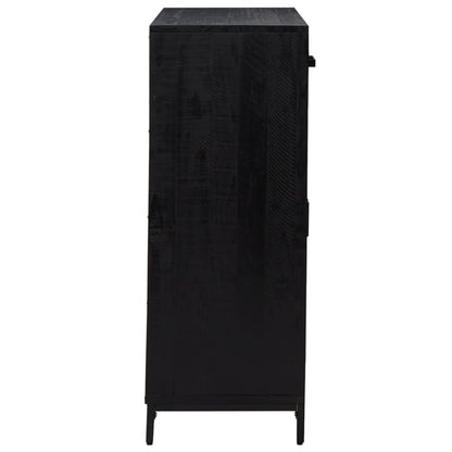 Scarpiera Nera 75x40x110 cm in Legno Massello di Pino - homemem39