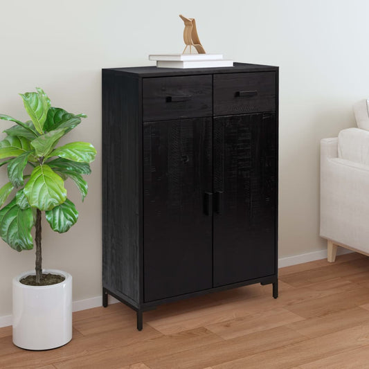 Scarpiera Nera 75x40x110 cm in Legno Massello di Pino - homemem39