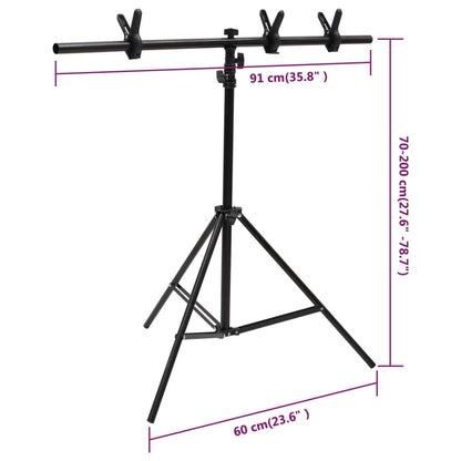 Supporto per Sfondo a T Nero 91x60x(70-200) cm