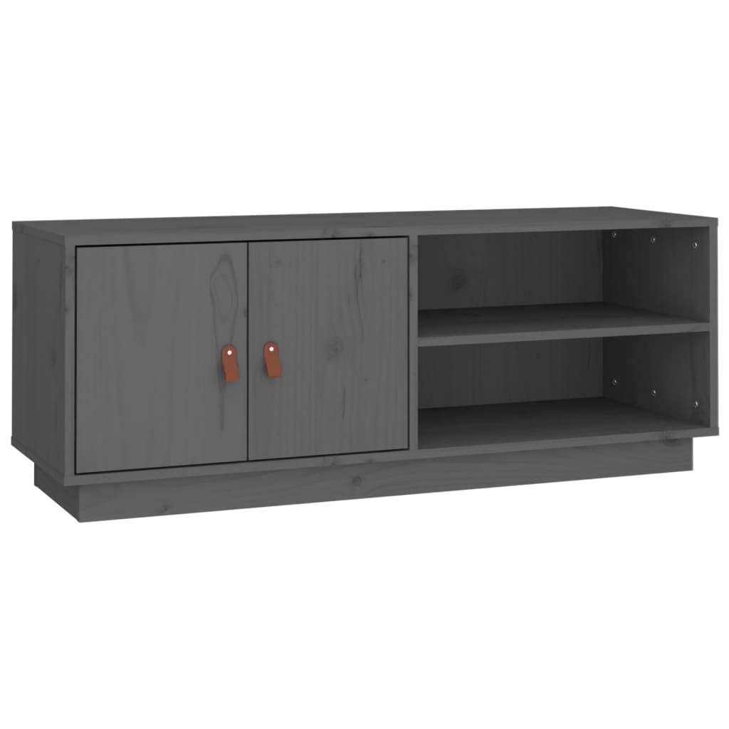 Mobile Porta TV Grigio 105x34x40 cm in Legno Massello di Pino - homemem39