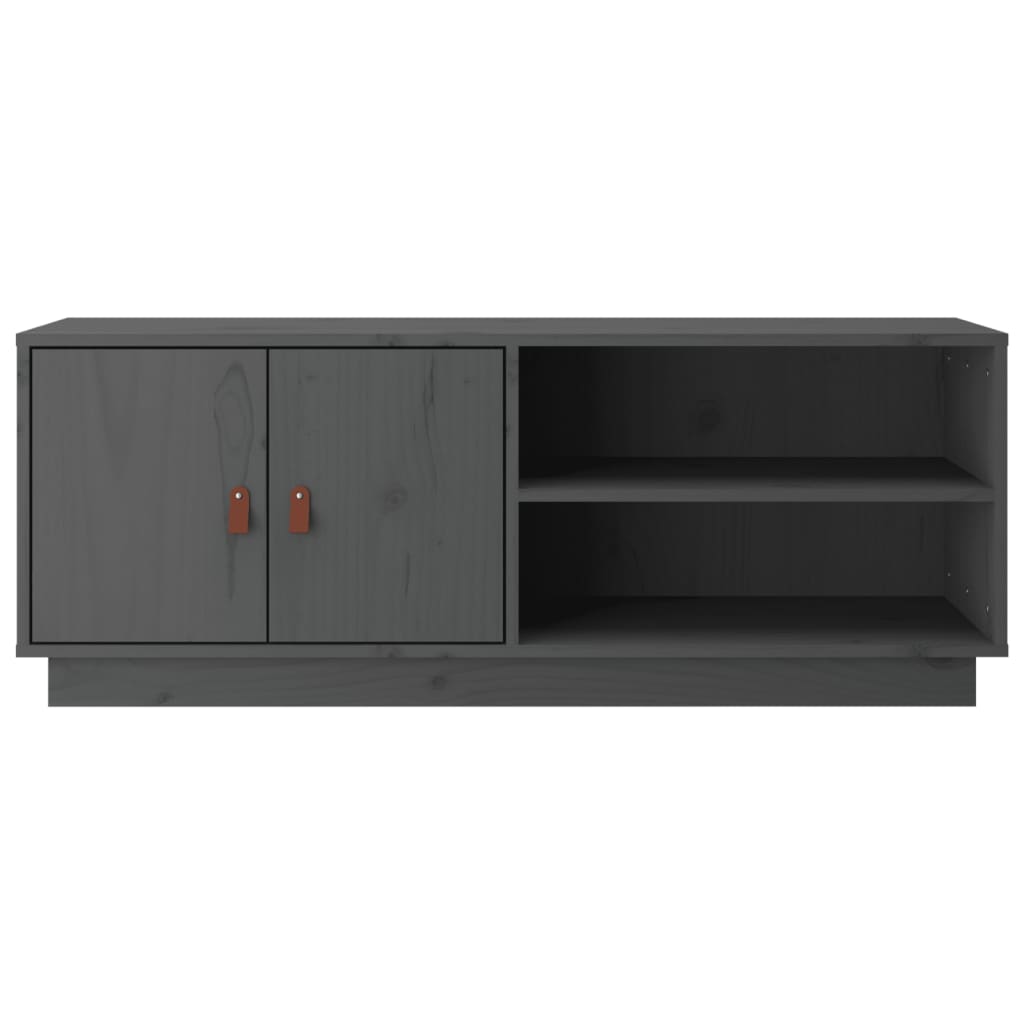 Mobile Porta TV Grigio 105x34x40 cm in Legno Massello di Pino - homemem39