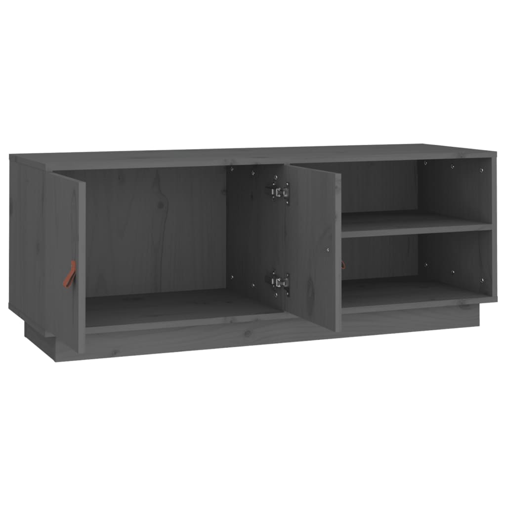Mobile Porta TV Grigio 105x34x40 cm in Legno Massello di Pino - homemem39