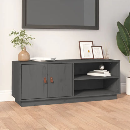 Mobile Porta TV Grigio 105x34x40 cm in Legno Massello di Pino - homemem39
