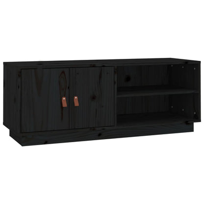 Mobile Porta TV Nero 105x34x40 cm in Legno Massello di Pino - homemem39