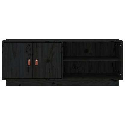 Mobile Porta TV Nero 105x34x40 cm in Legno Massello di Pino - homemem39