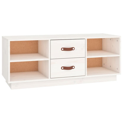 Mobile Porta TV Bianco 100x34x40 cm in Legno Massello di Pino - homemem39
