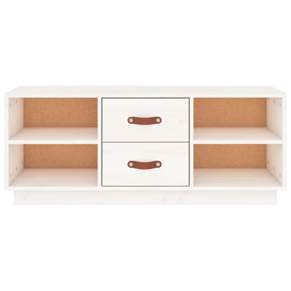 Mobile Porta TV Bianco 100x34x40 cm in Legno Massello di Pino - homemem39