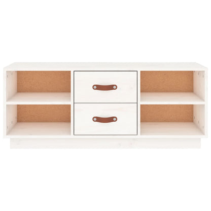 Mobile Porta TV Bianco 100x34x40 cm in Legno Massello di Pino - homemem39