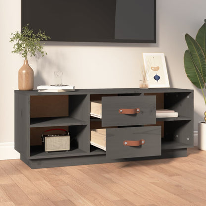 Mobile Porta TV Grigio 100x34x40 cm in Legno Massello di Pino - homemem39