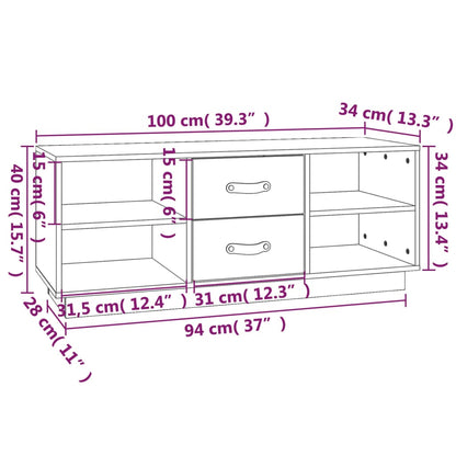 Mobile Porta TV Ambra 100x34x40 cm in Legno Massello di Pino - homemem39