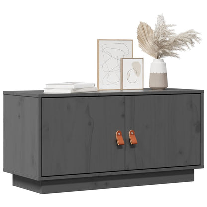 Mobile Porta TV Grigio 80x34x40 cm in Legno Massello di Pino - homemem39