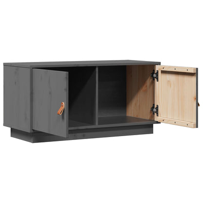 Mobile Porta TV Grigio 80x34x40 cm in Legno Massello di Pino - homemem39