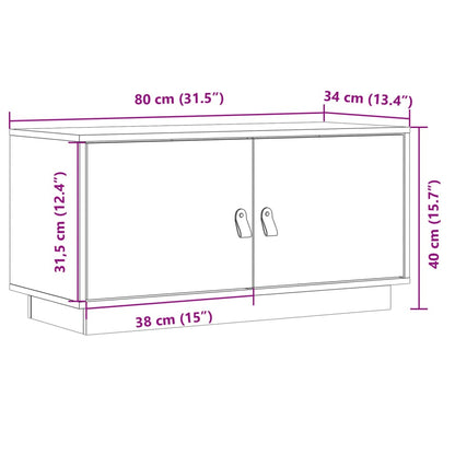 Mobile Porta TV Grigio 80x34x40 cm in Legno Massello di Pino - homemem39