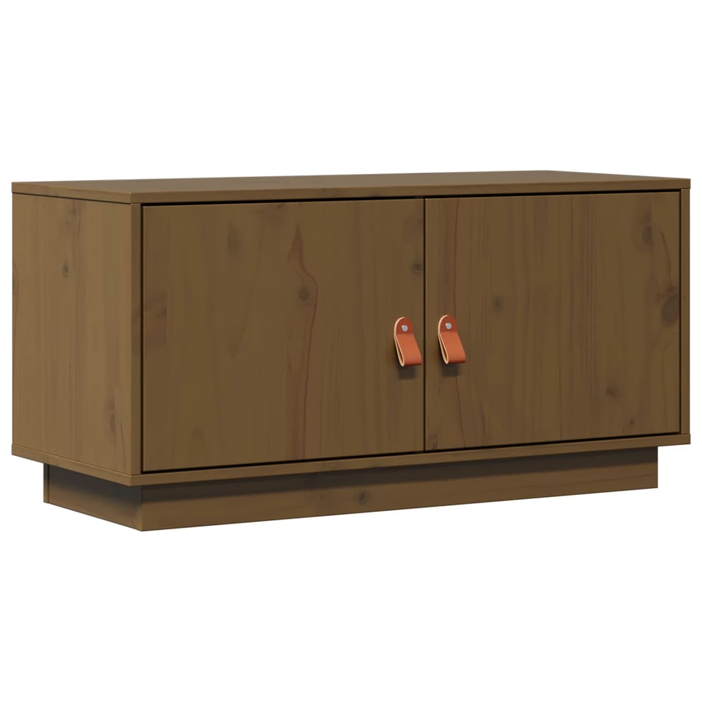Mobile Porta TV Ambrato 80x34x40 cm in Legno Massello di Pino - homemem39