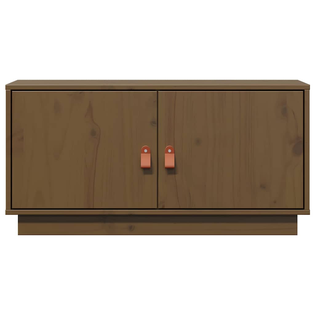 Mobile Porta TV Ambrato 80x34x40 cm in Legno Massello di Pino