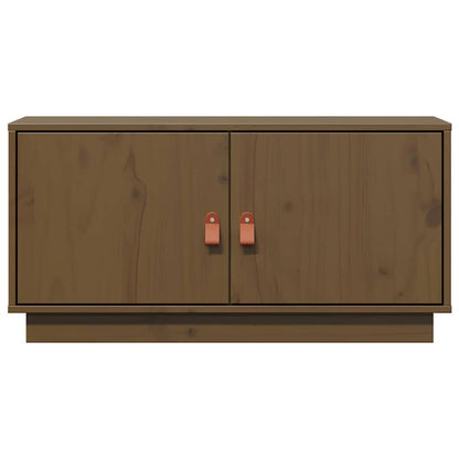 Mobile Porta TV Ambrato 80x34x40 cm in Legno Massello di Pino