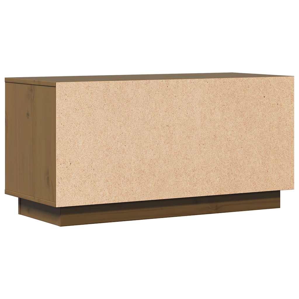 Mobile Porta TV Ambrato 80x34x40 cm in Legno Massello di Pino