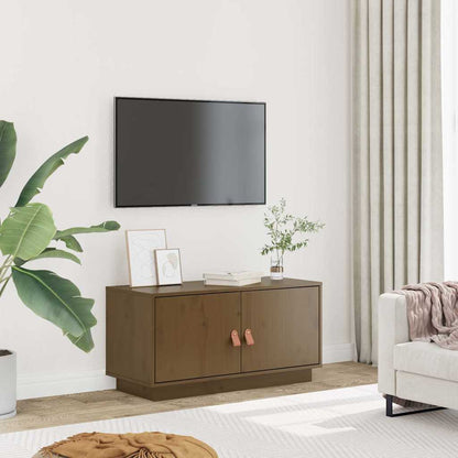 Mobile Porta TV Ambrato 80x34x40 cm in Legno Massello di Pino