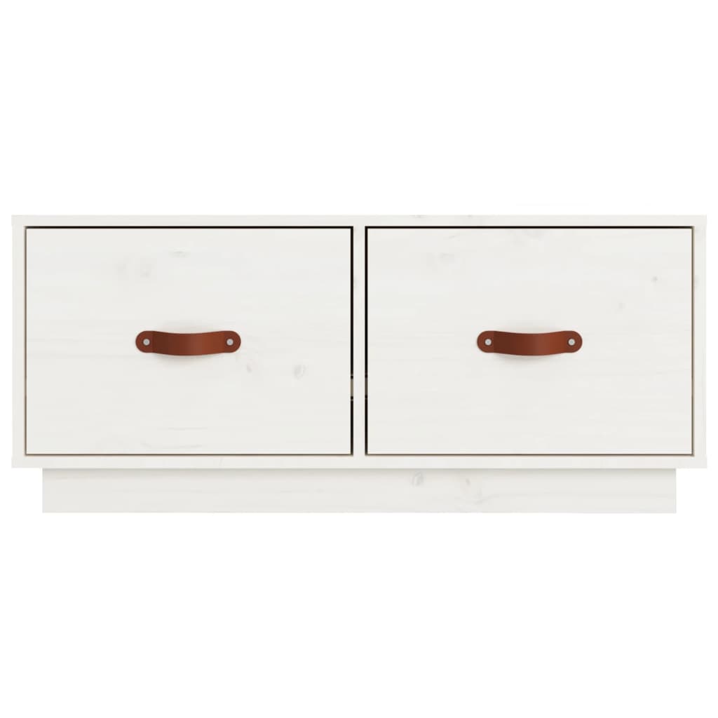 Mobile Porta TV Bianco 80x34x35 cm in Legno Massello di Pino - homemem39