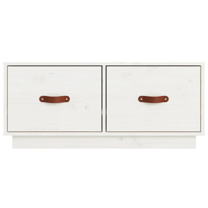 Mobile Porta TV Bianco 80x34x35 cm in Legno Massello di Pino - homemem39