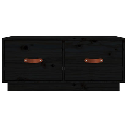 Mobile Porta TV Nero 80x34x35 cm in Legno Massello di Pino - homemem39
