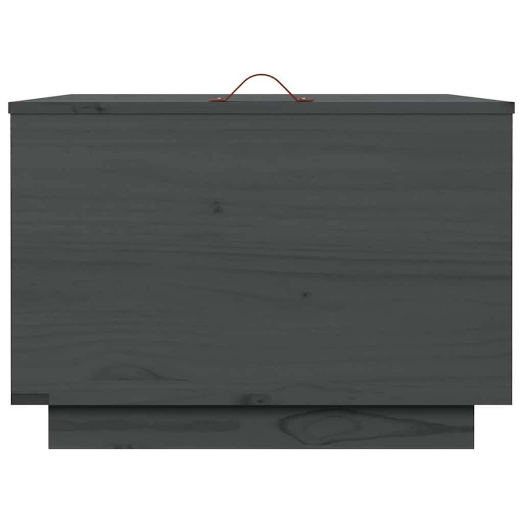 Contenitori Portaoggetti Coperchi 3pz Grigi Legno Massello Pino