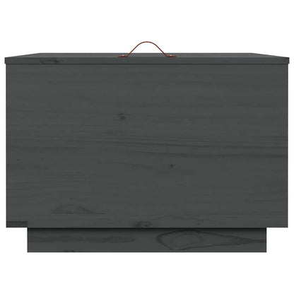 Contenitori Portaoggetti Coperchi 3pz Grigi Legno Massello Pino
