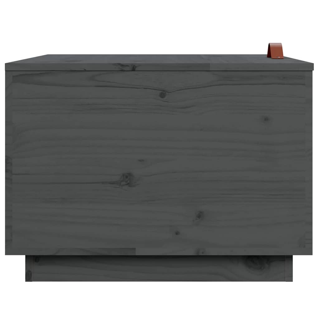 Contenitori Portaoggetti Coperchi 3pz Grigi Legno Massello Pino