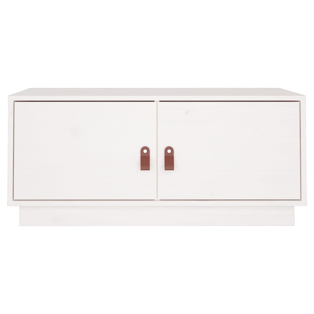 Tavolino da Salotto Bianco 80x50x35cm in Legno Massello di Pino | homemem39