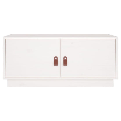Tavolino da Salotto Bianco 80x50x35cm in Legno Massello di Pino | homemem39