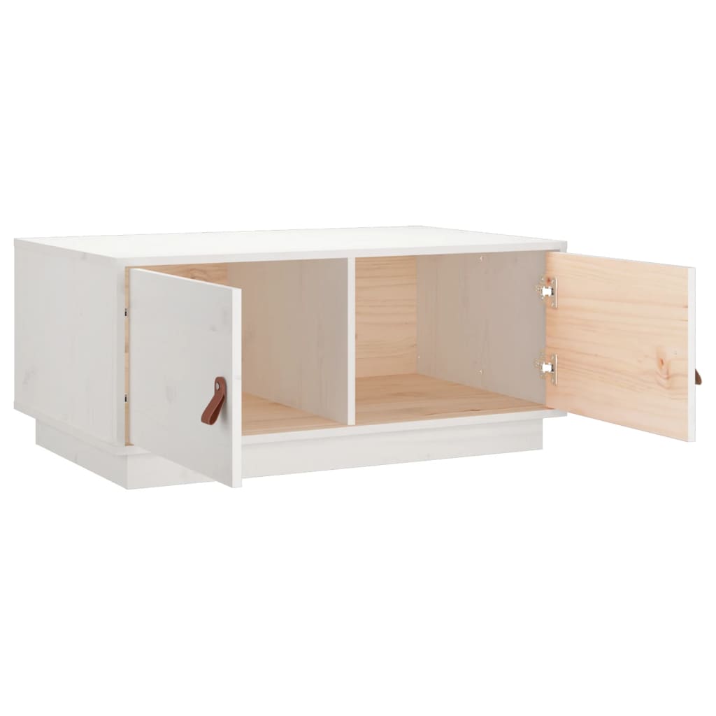 Tavolino da Salotto Bianco 80x50x35cm in Legno Massello di Pino | homemem39