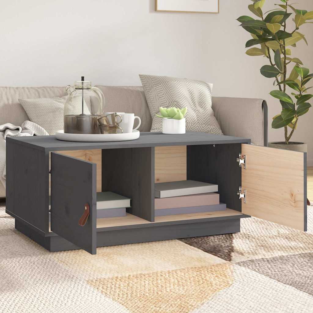 Tavolino da Salotto Grigio 80x50x35cm in Legno Massello di Pino | homemem39