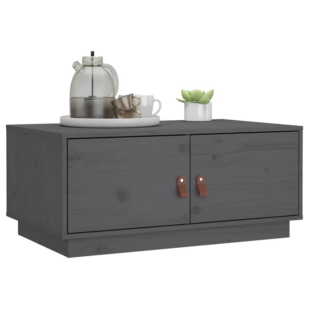 Tavolino da Salotto Grigio 80x50x35cm in Legno Massello di Pino | homemem39