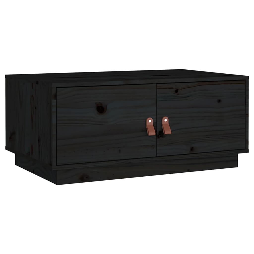 Tavolino da Salotto Nero 80x50x35 cm in Legno Massello di Pino | homemem39