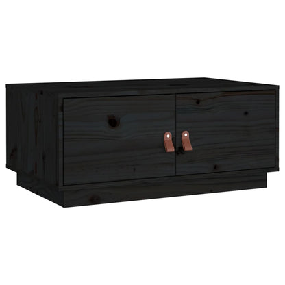 Tavolino da Salotto Nero 80x50x35 cm in Legno Massello di Pino | homemem39