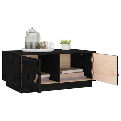 Tavolino da Salotto Nero 80x50x35 cm in Legno Massello di Pino | homemem39