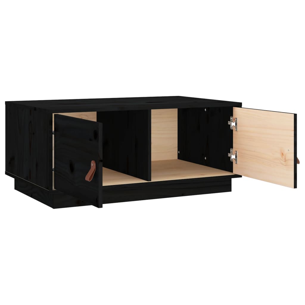 Tavolino da Salotto Nero 80x50x35 cm in Legno Massello di Pino | homemem39