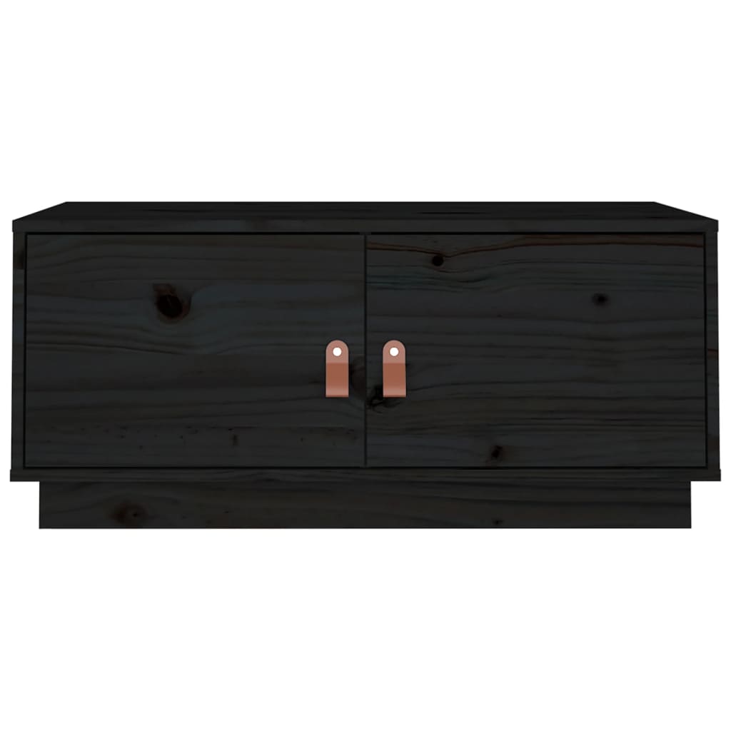 Tavolino da Salotto Nero 80x50x35 cm in Legno Massello di Pino | homemem39