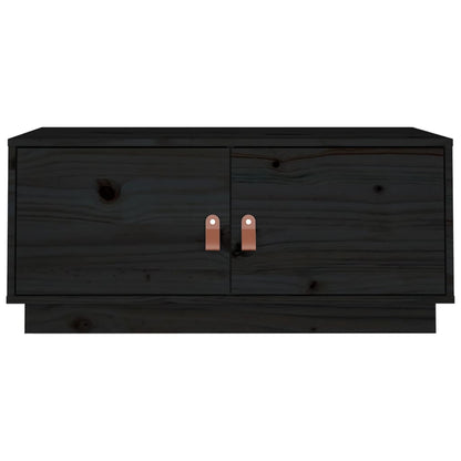 Tavolino da Salotto Nero 80x50x35 cm in Legno Massello di Pino | homemem39