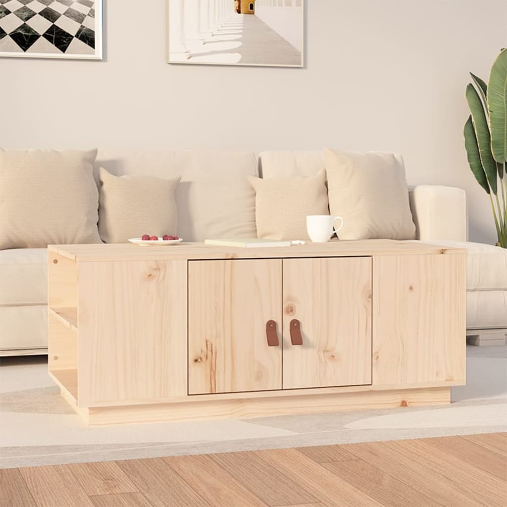 Tavolino da Salotto 100x50x41 cm in Legno Massello di Pino | homemem39