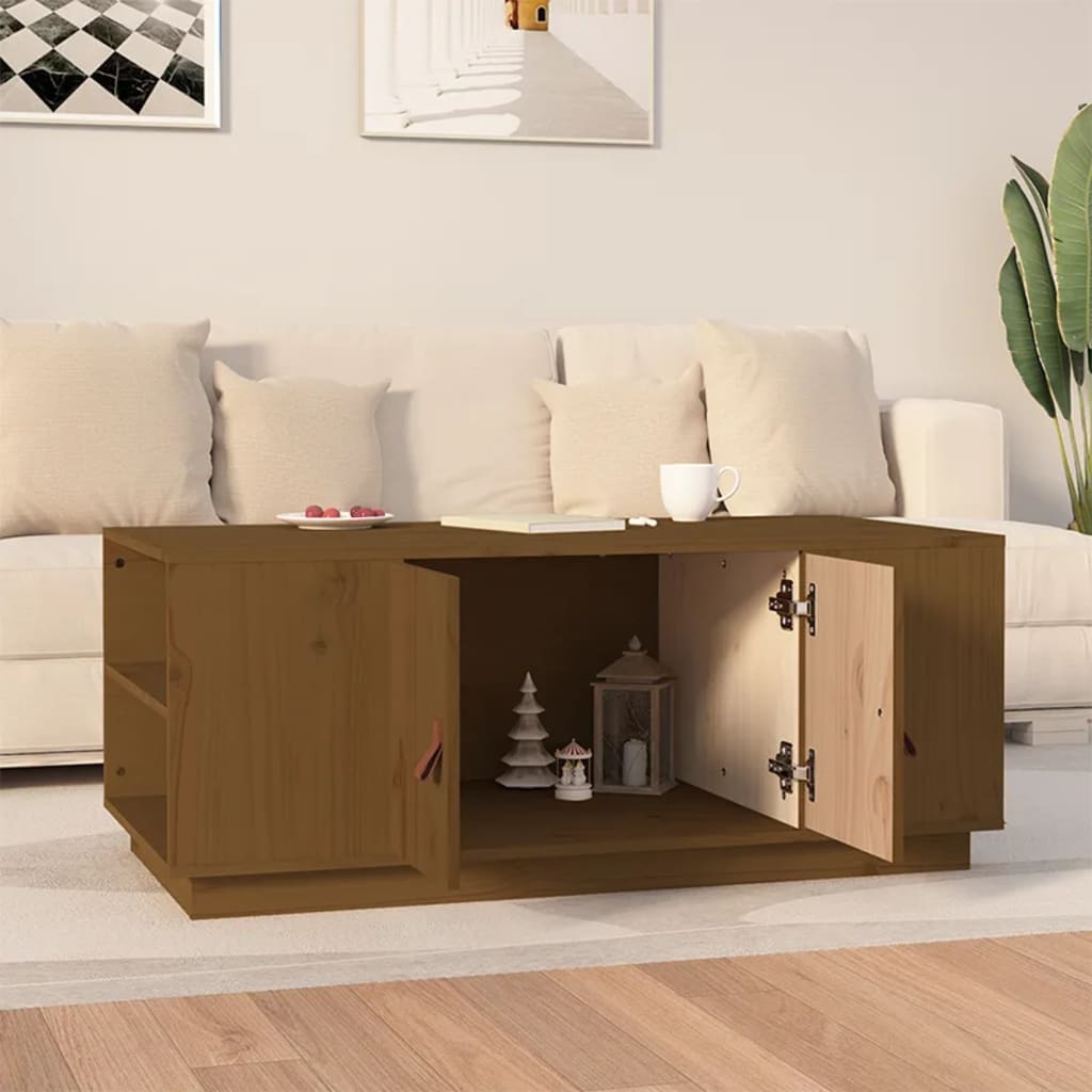 Tavolino da Salotto ambra 100x50x41cm in Legno Massello di Pino | homemem39
