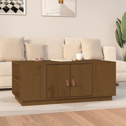 Tavolino da Salotto ambra 100x50x41cm in Legno Massello di Pino | homemem39