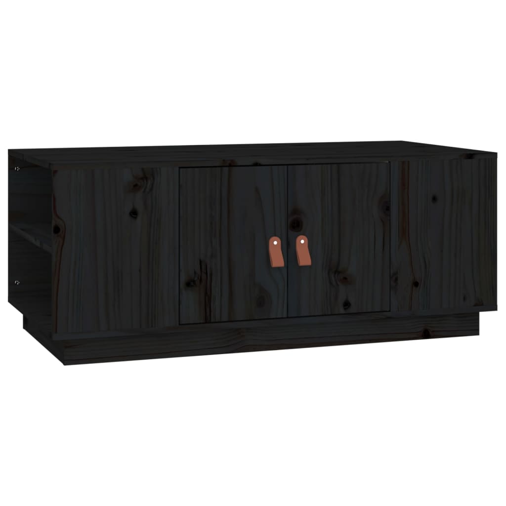 Tavolino da Salotto Nero 100x50x41 cm in Legno Massello di Pino | homemem39