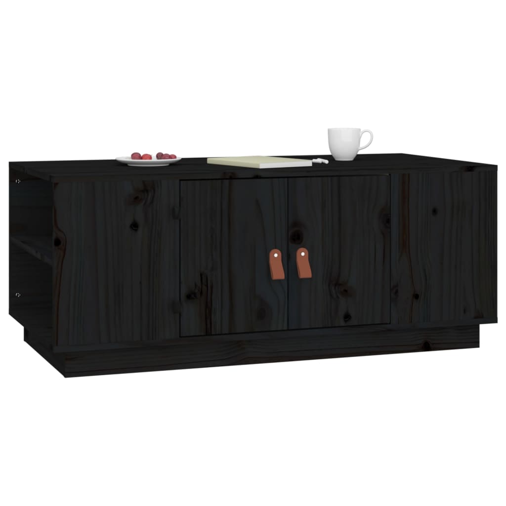 Tavolino da Salotto Nero 100x50x41 cm in Legno Massello di Pino | homemem39