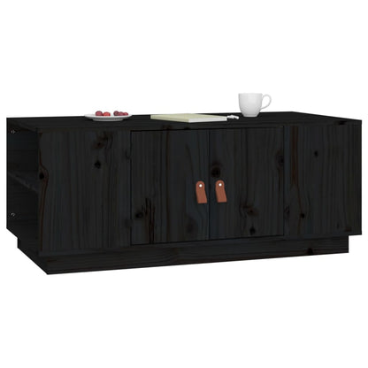 Tavolino da Salotto Nero 100x50x41 cm in Legno Massello di Pino | homemem39